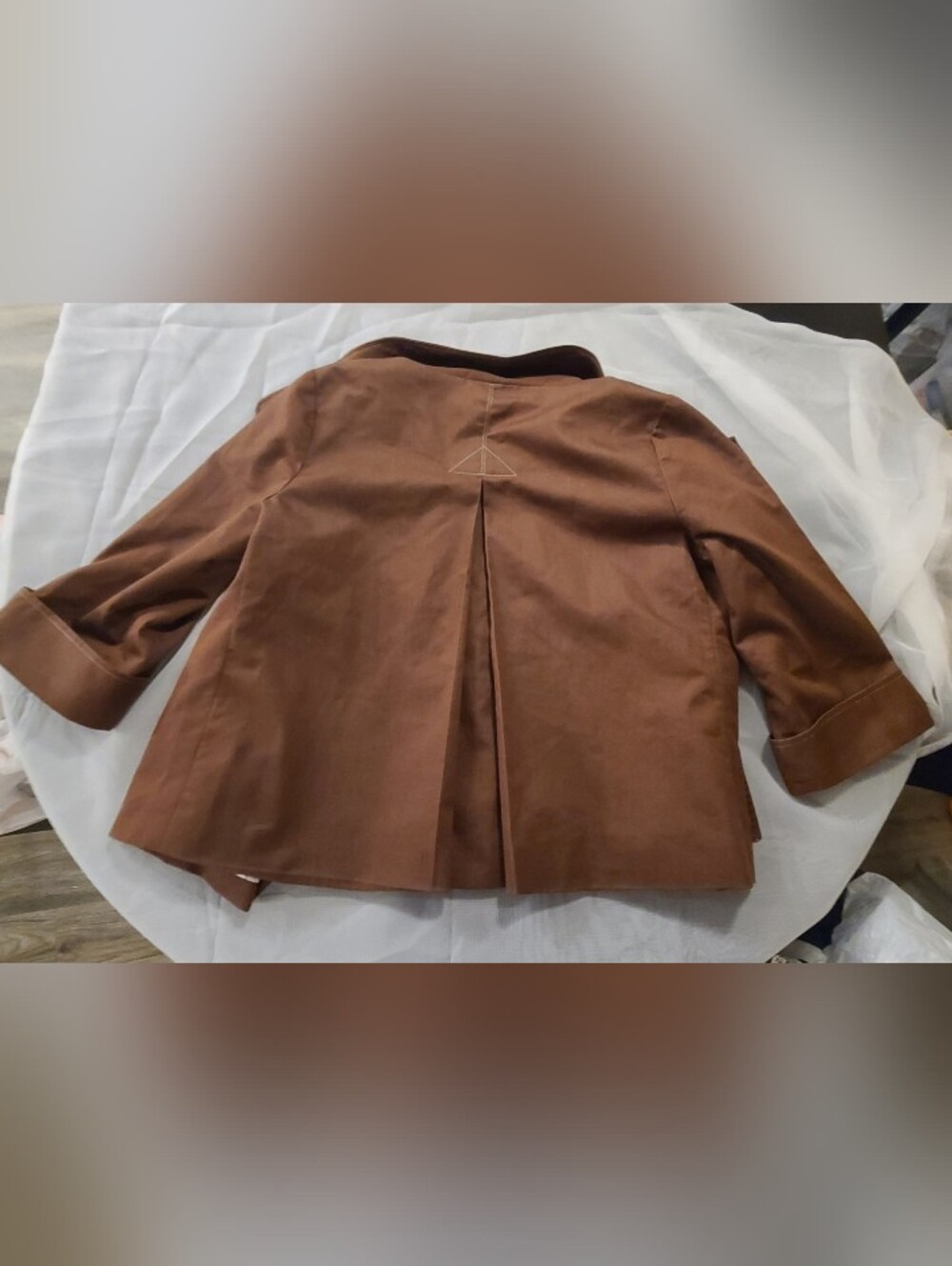 Rare Vintage Bob Mackie Wearable Art Brown Swing Coat 3/4 Sleeve, Medium - Picture 5 of 10